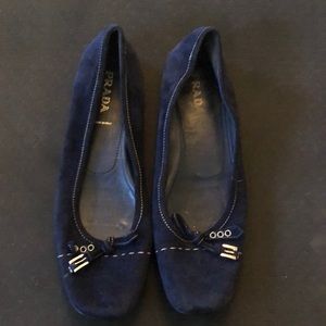 Vintage suede navy Prada flats sz 8 1/2